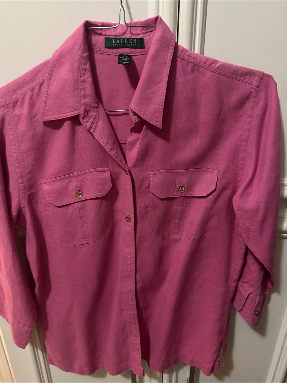 Lauren Ralph Lauren Pink Button-Front Utility Shirt